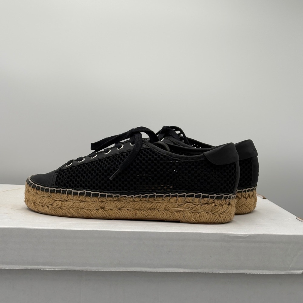 Marc Fisher LTD Womens Sneakers 7.5 Black Mesh Leather Platform Espadrille - Picture 6 of 8